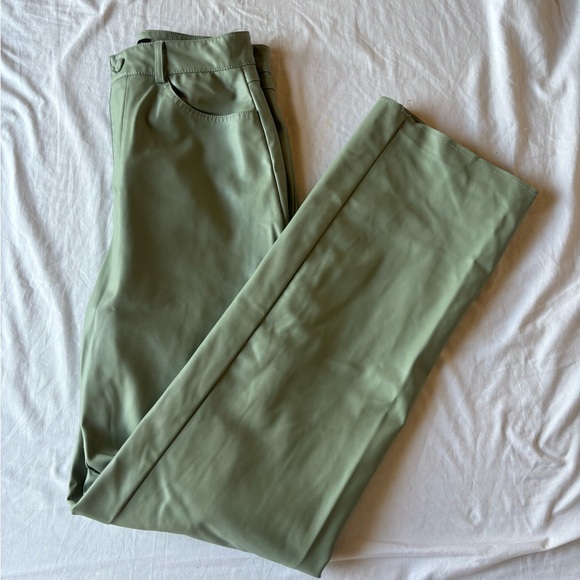 Zara - Sage Green Faux Leather Pants - Small - Picture 1 of 3